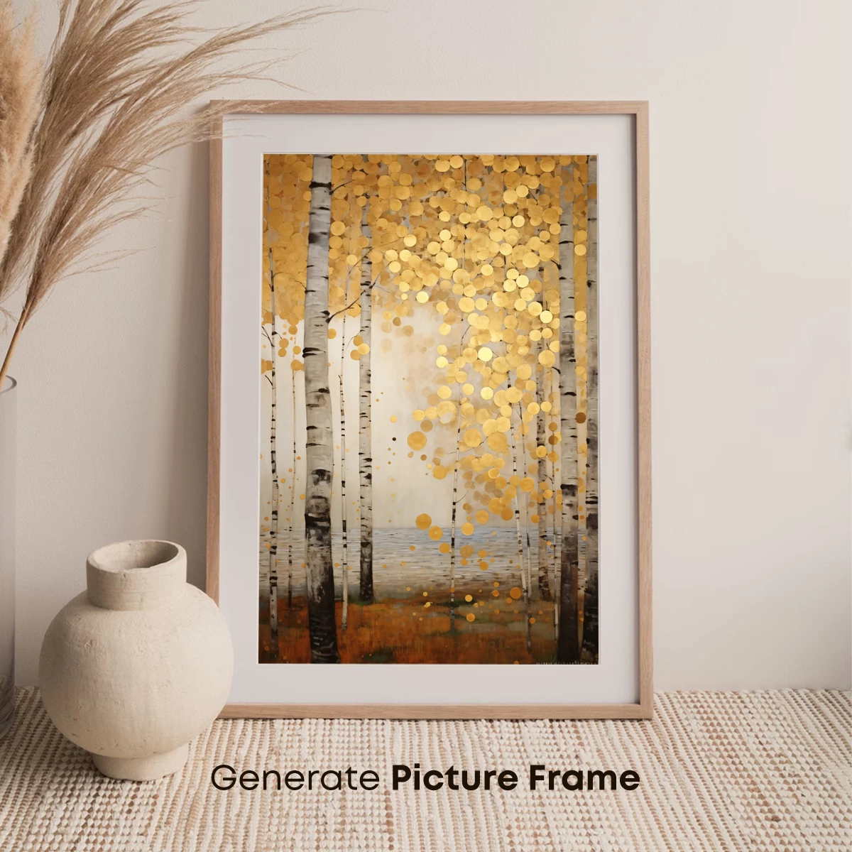 Golden Birch Whispers: Abstract Forest Glow - Image 7
