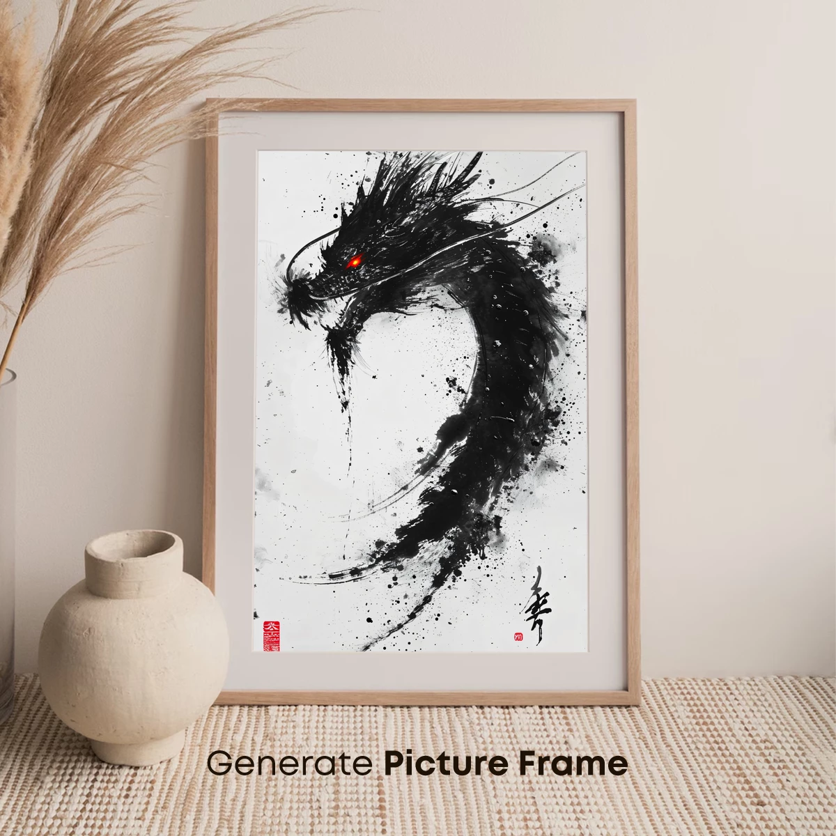 Ink Dragon's Gaze: Abstract Brushstroke Power - Image 7