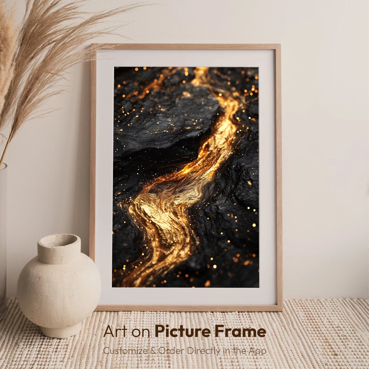 Golden Lava Flow: Elegance in Molten Artistry - Image 6