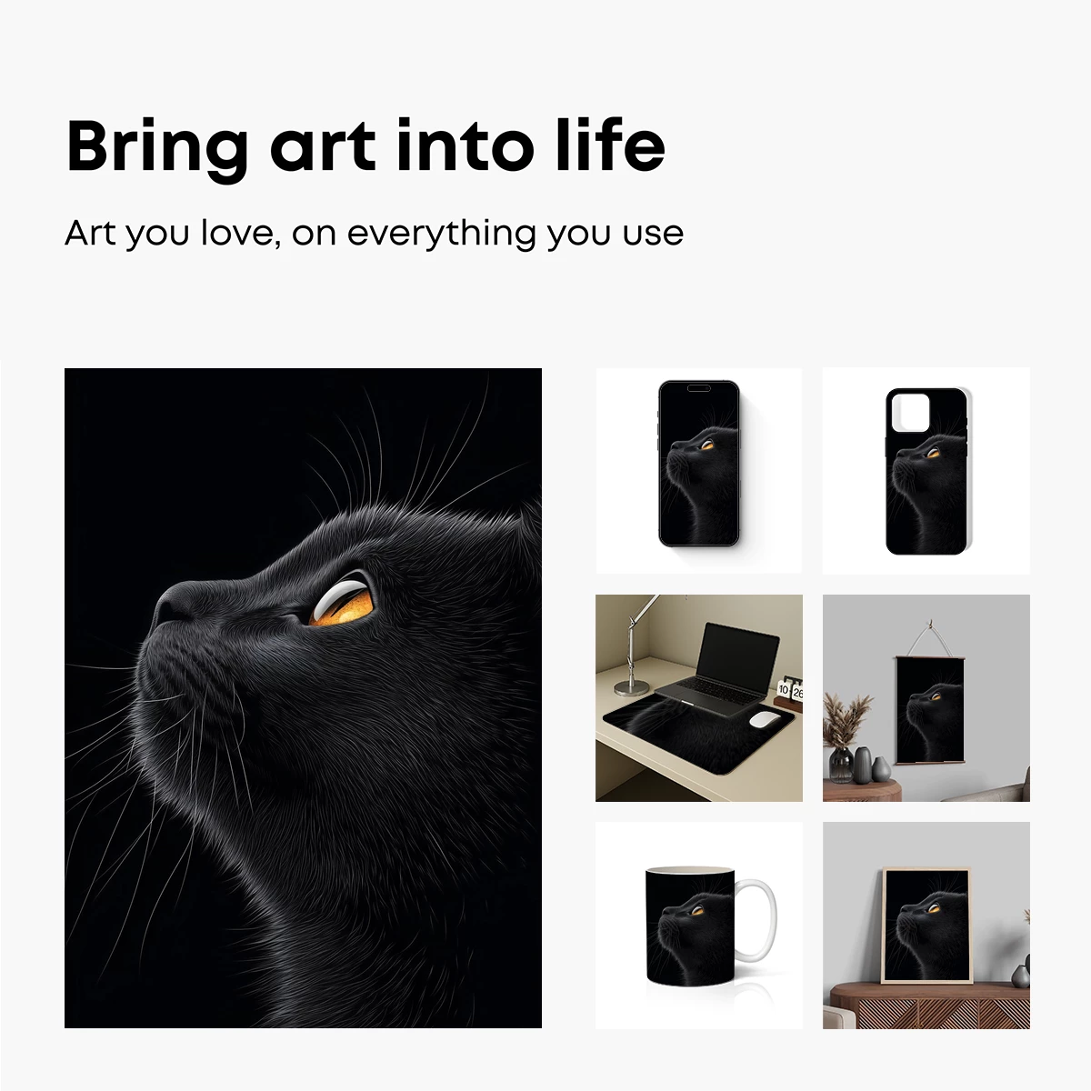 Ethereal Black Cat: Golden Gaze in Darkness - Image 2