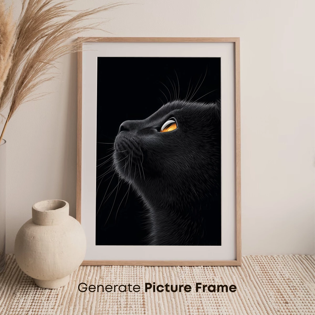 Ethereal Black Cat: Golden Gaze in Darkness - Image 7