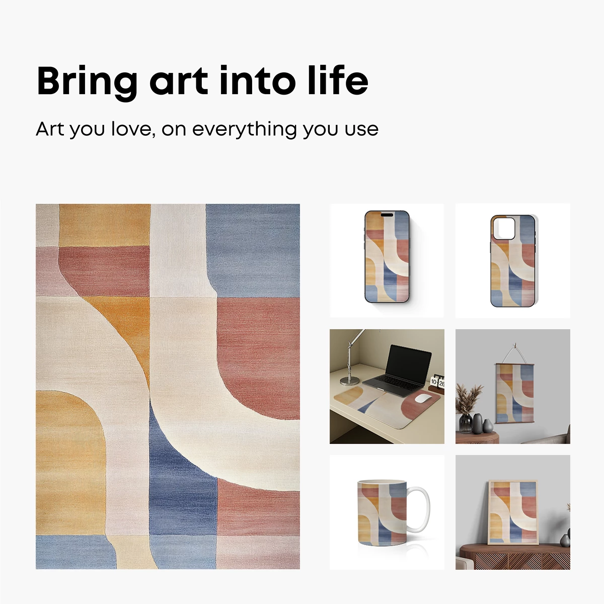 Abstract Canvas: Curved Elegance in Soft Tones - Image 2