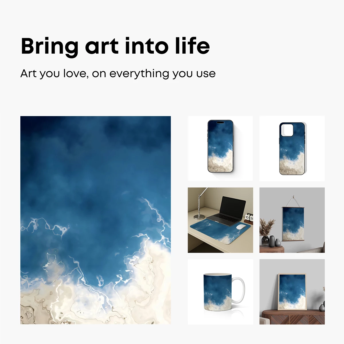 Ethereal Cloudscape: Blue and Beige Harmony - Image 2