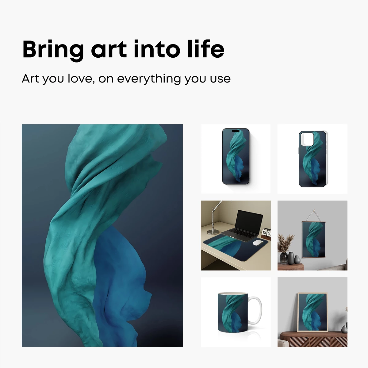 Ethereal Fabric Dance: Aqua and Blue Sculpture