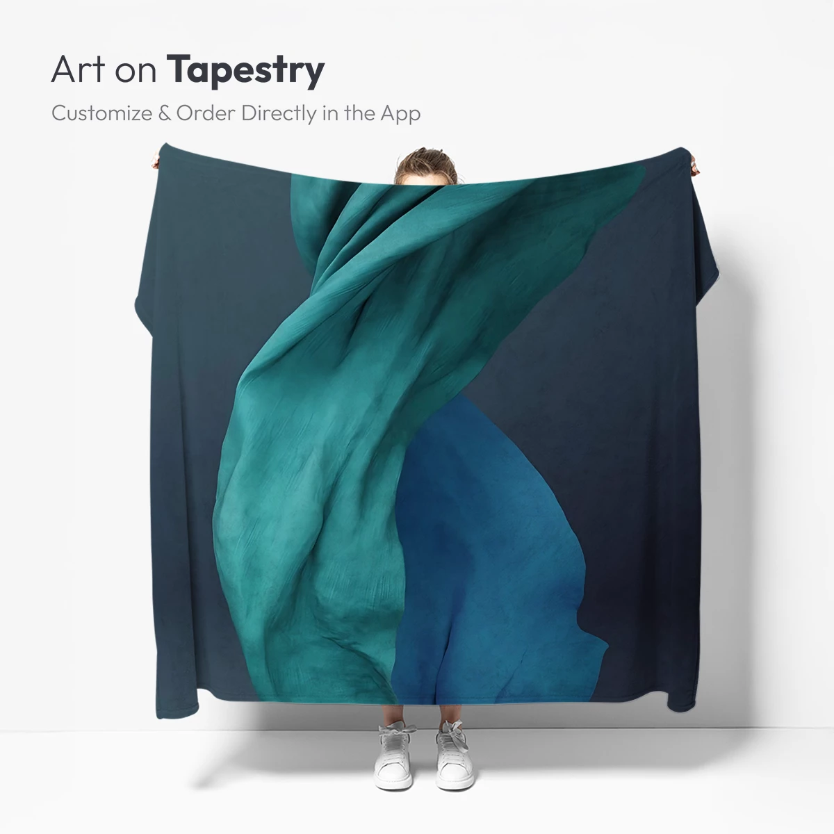 Ethereal Fabric Dance: Aqua and Blue Sculpture - Image 4