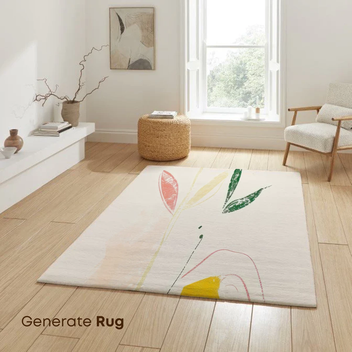 Abstract Floral Harmony: Pastel Blooms and Leaves - Image 6