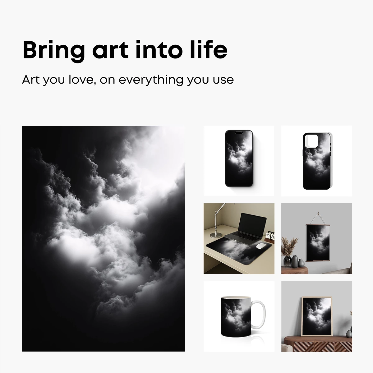 Ethereal Clouds: Monochrome Mystery - Image 2