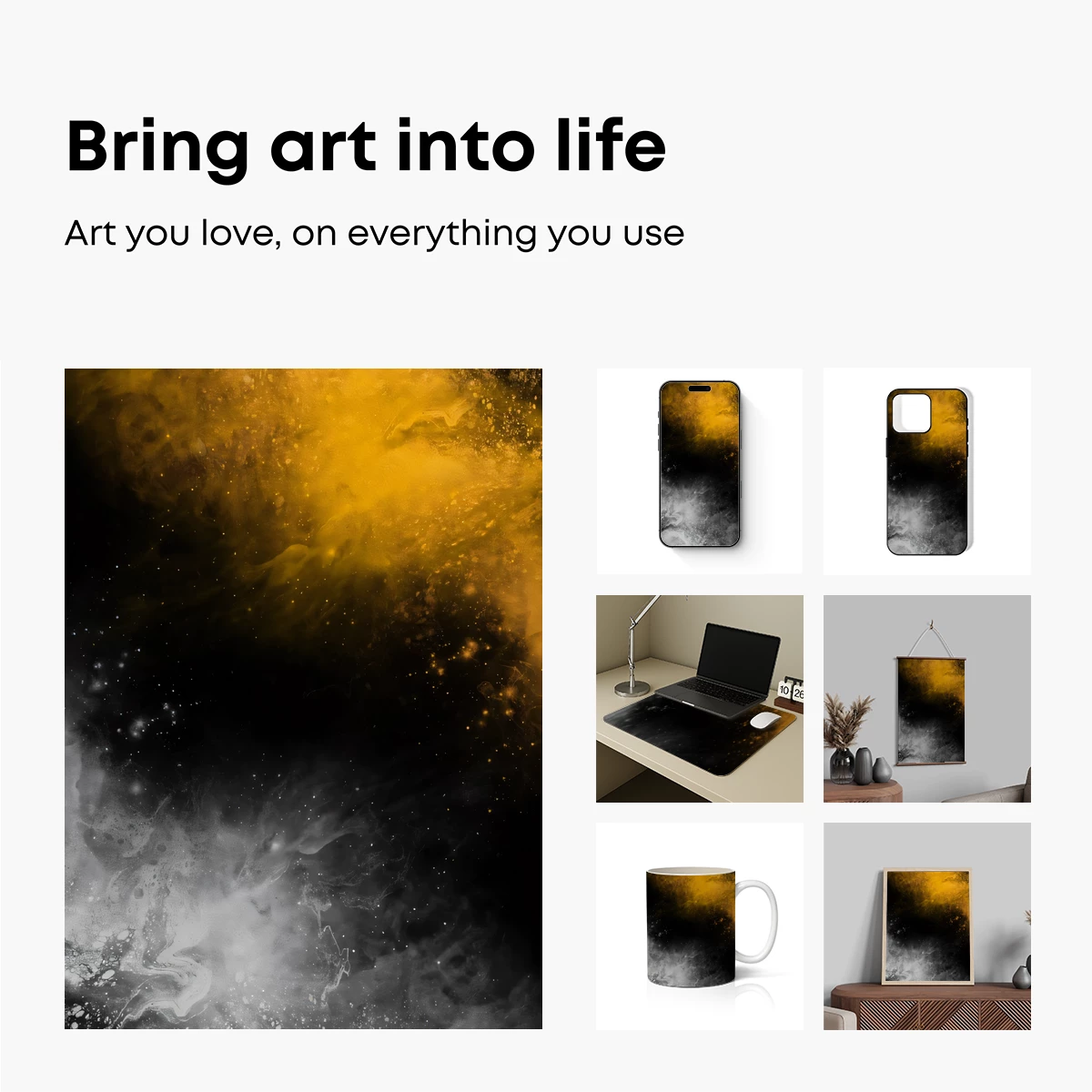 Cosmic Dust Vortex: Yellow and Silver Nebula - Image 2