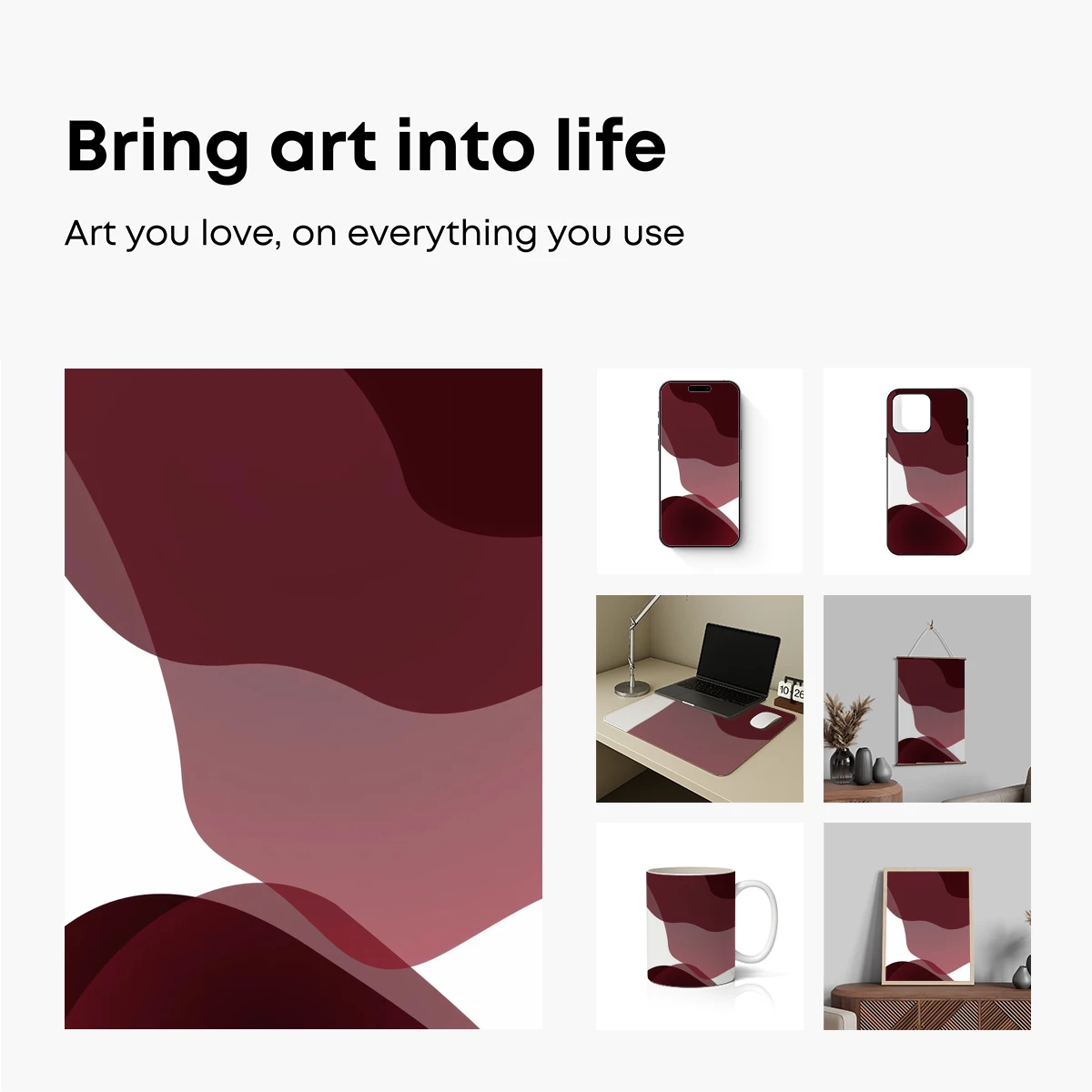Fluid Maroon Elegance: Abstract Waves in Harmony - Image 2