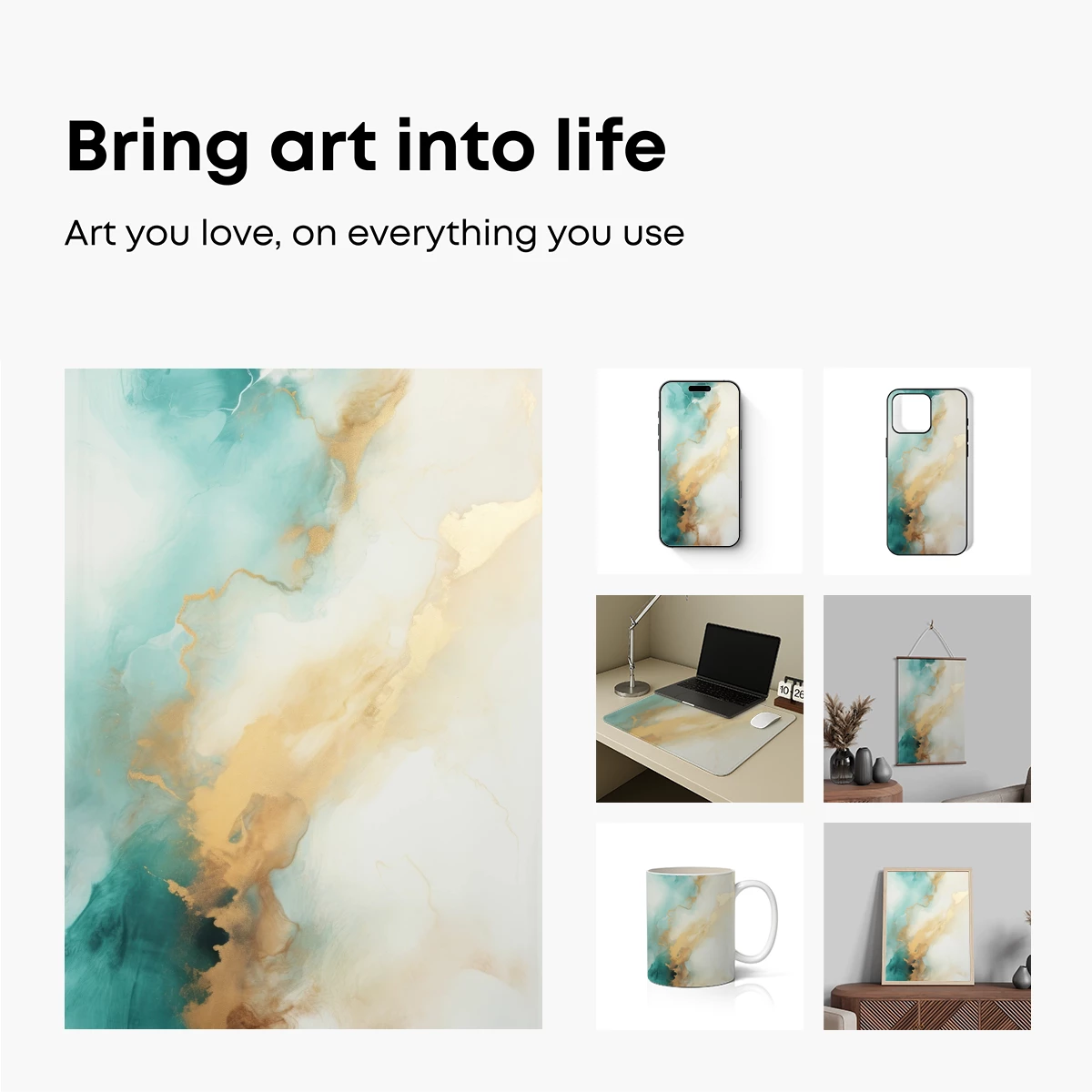 Ethereal Teal and Gold Fusion - Image 2