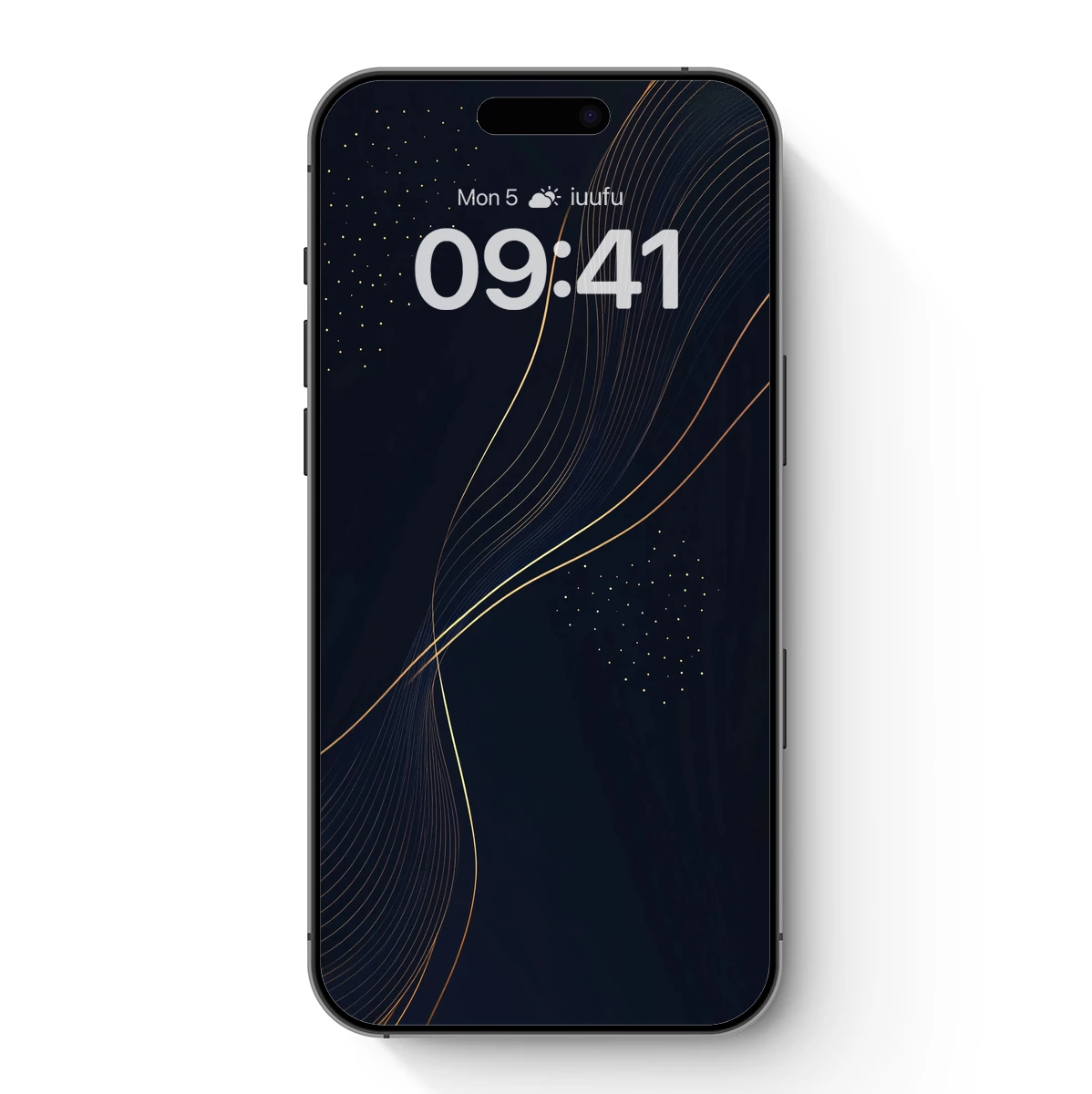 Golden Elegance: Abstract Waves in Midnight Blue