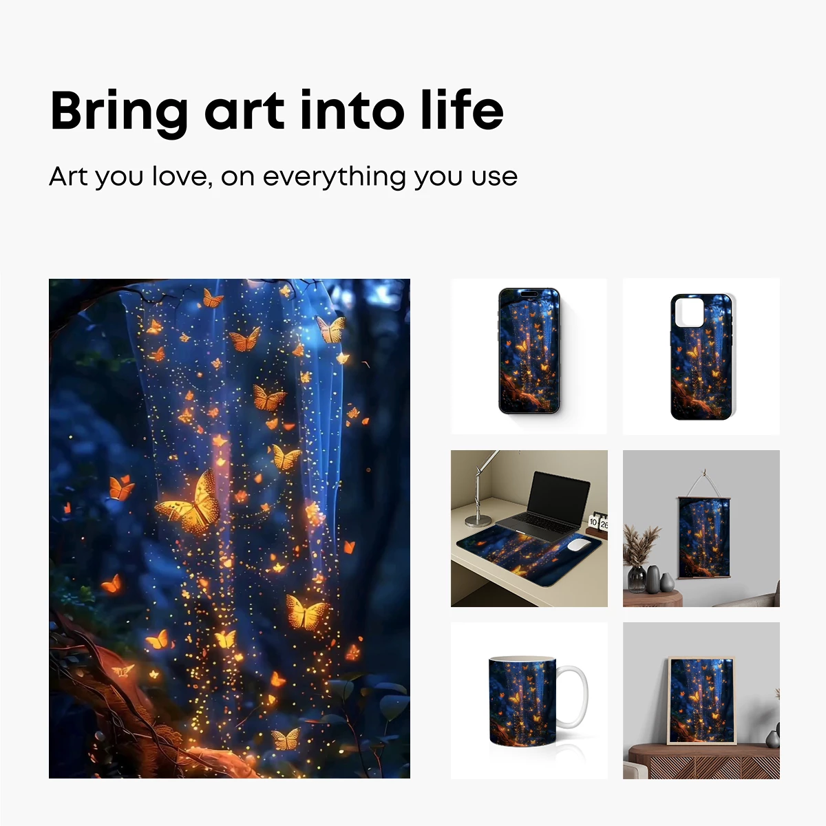 Enchanted Butterfly Cascade in Twilight Forest - Image 2