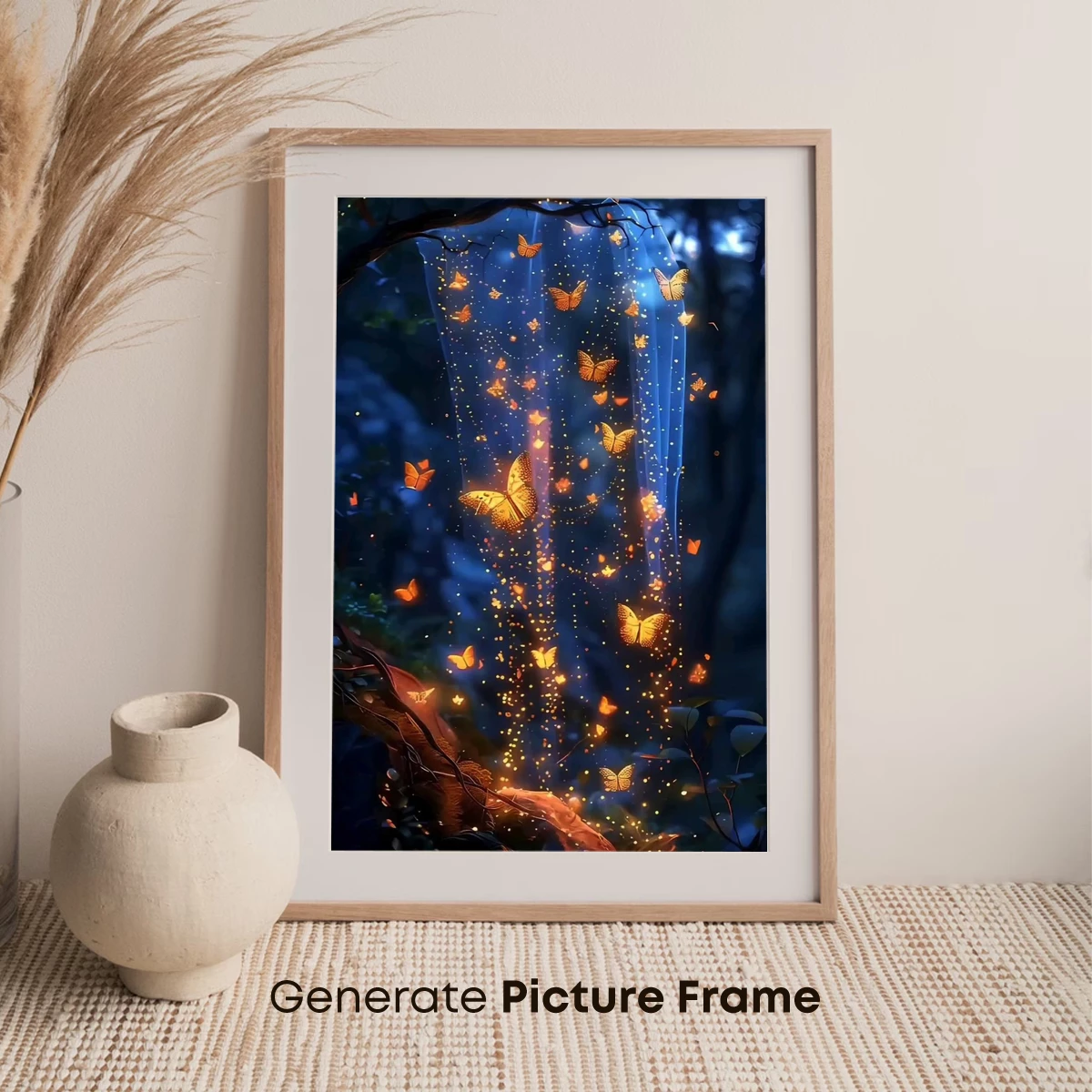 Enchanted Butterfly Cascade in Twilight Forest - Image 7