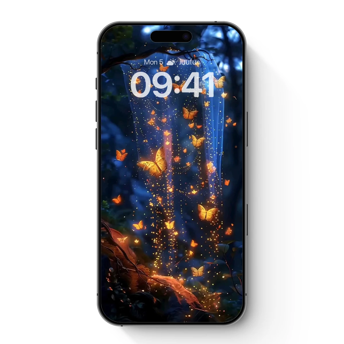 Enchanted Butterfly Cascade in Twilight Forest