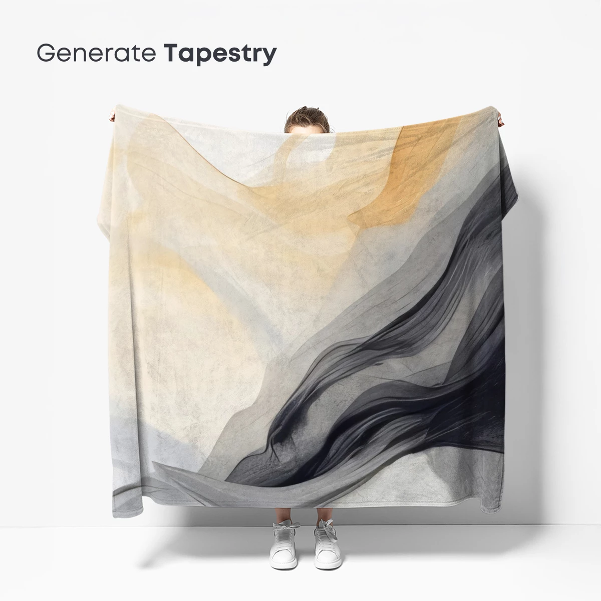 Ethereal Silk Dance: Abstract Flow in Monochrome and Gold - Image 5