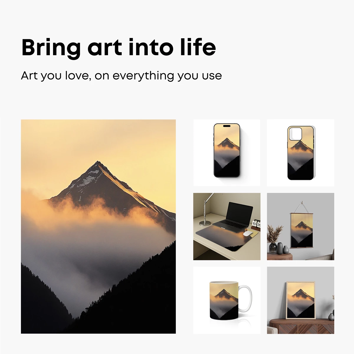 Golden Peak Emerging from Misty Veils - Image 2