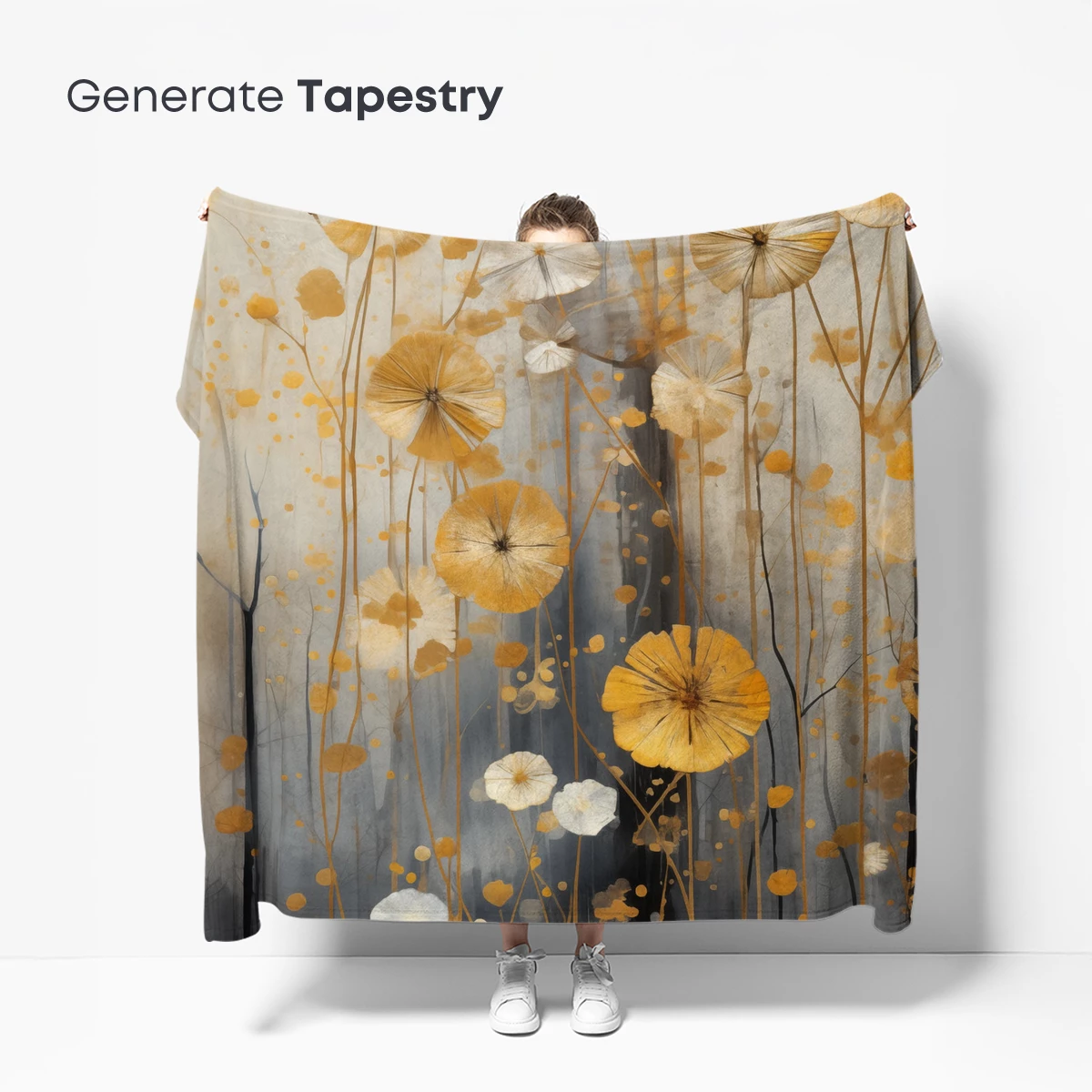 Golden Floral Symphony: Abstract Bloom Harmony - Image 5