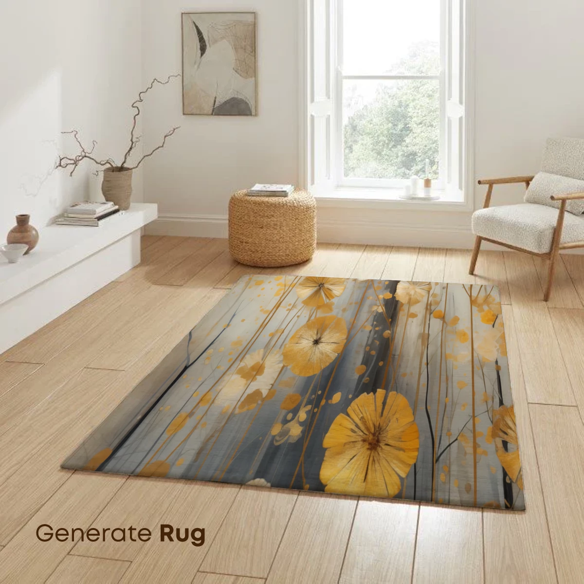 Golden Floral Symphony: Abstract Bloom Harmony - Image 6