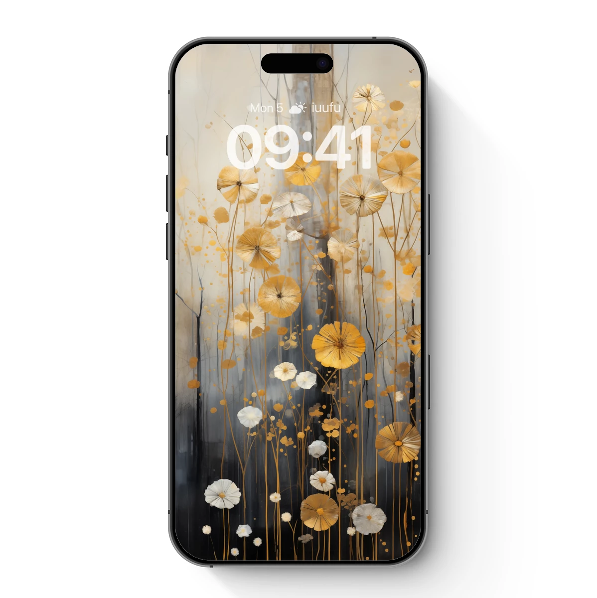 Golden Floral Symphony: Abstract Bloom Harmony