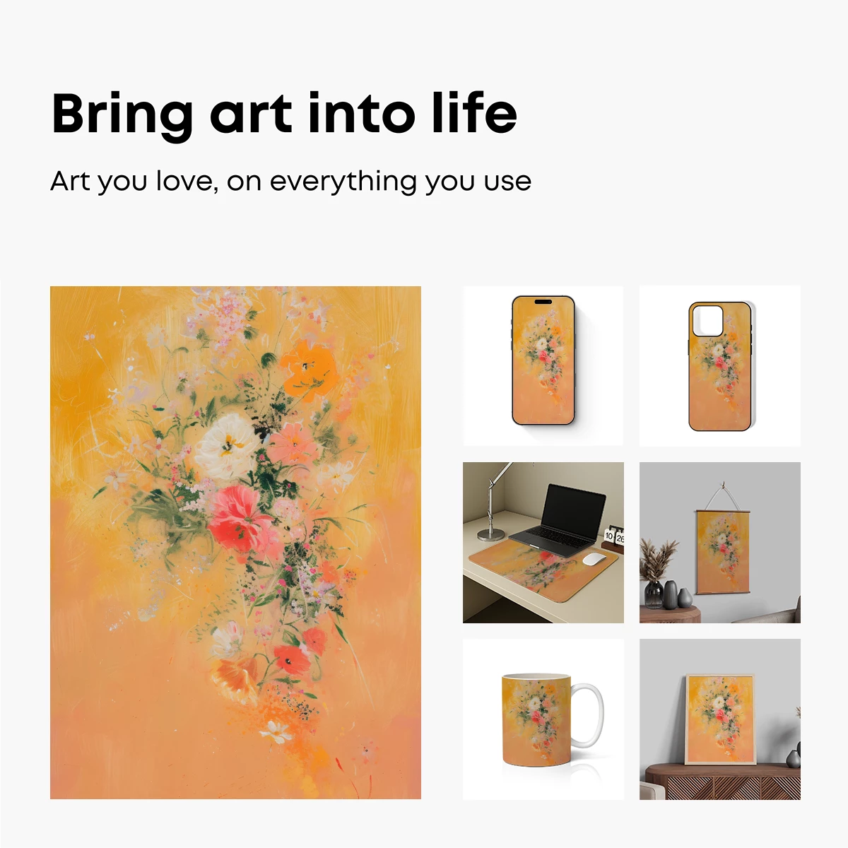 Bouquet of Warm Hues: Impressionist Floral Symphony - Image 2