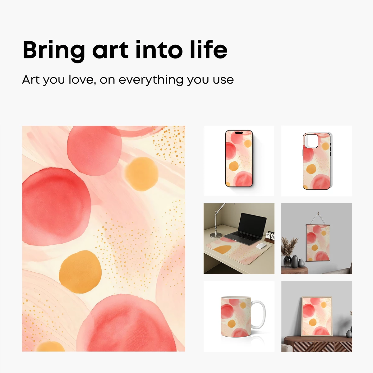 Blush and Gold Abstract Blooms - Image 2