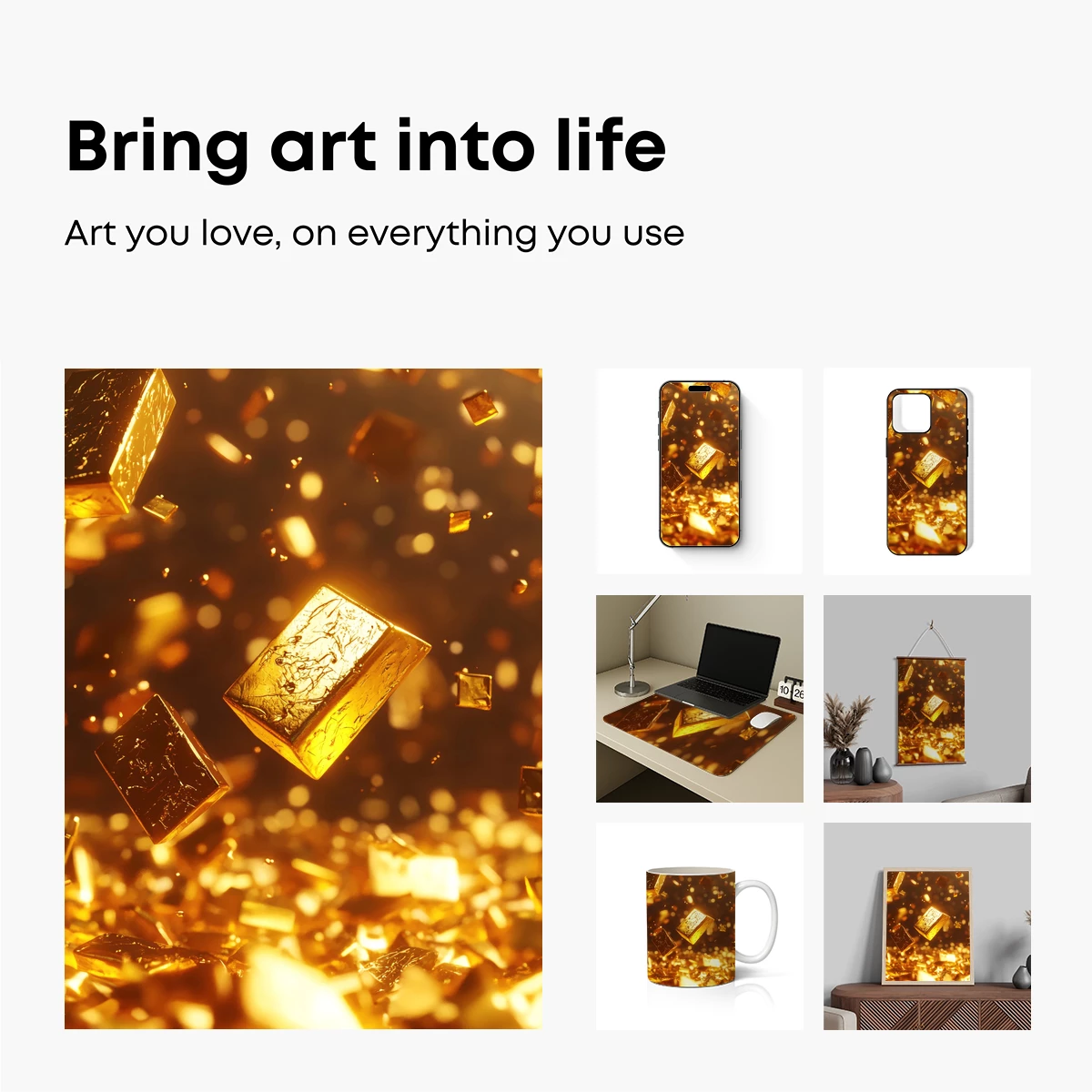 Golden Cubes in Ethereal Light - Image 2