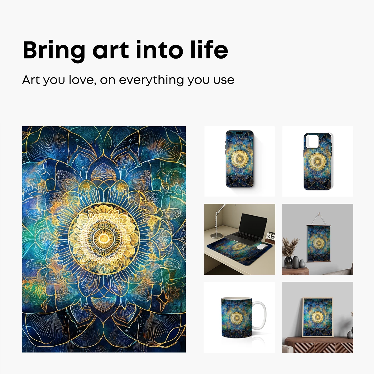 Golden Mandala Bloom: Mystical Floral Artistry - Image 2