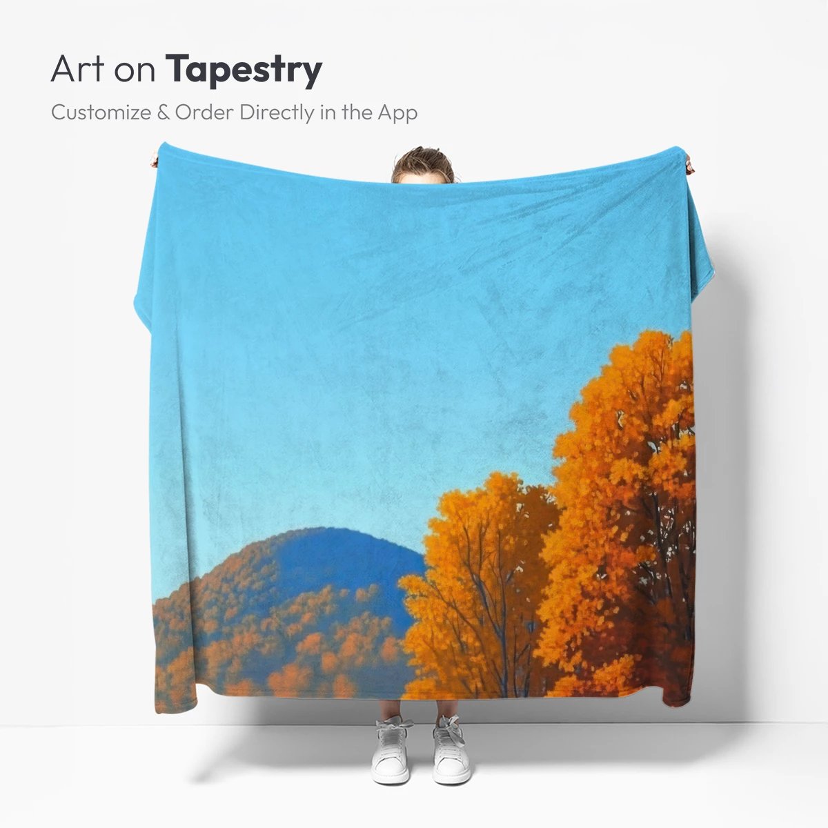 Autumnal Harmony: Golden Trees Under Blue Skies - Image 5