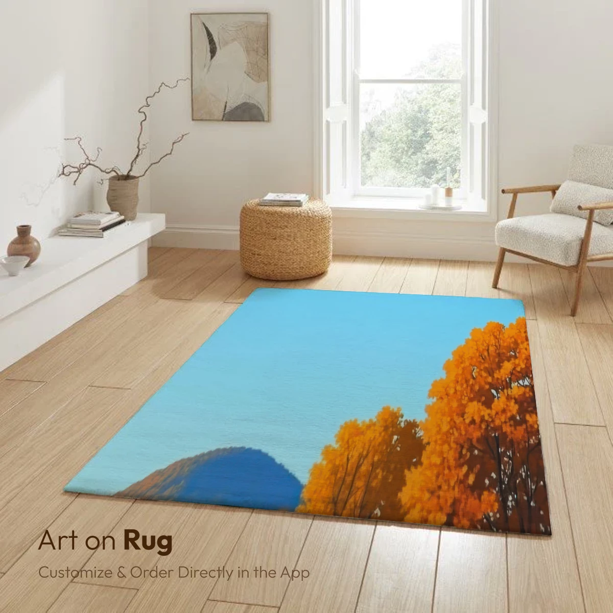 Autumnal Harmony: Golden Trees Under Blue Skies - Image 6