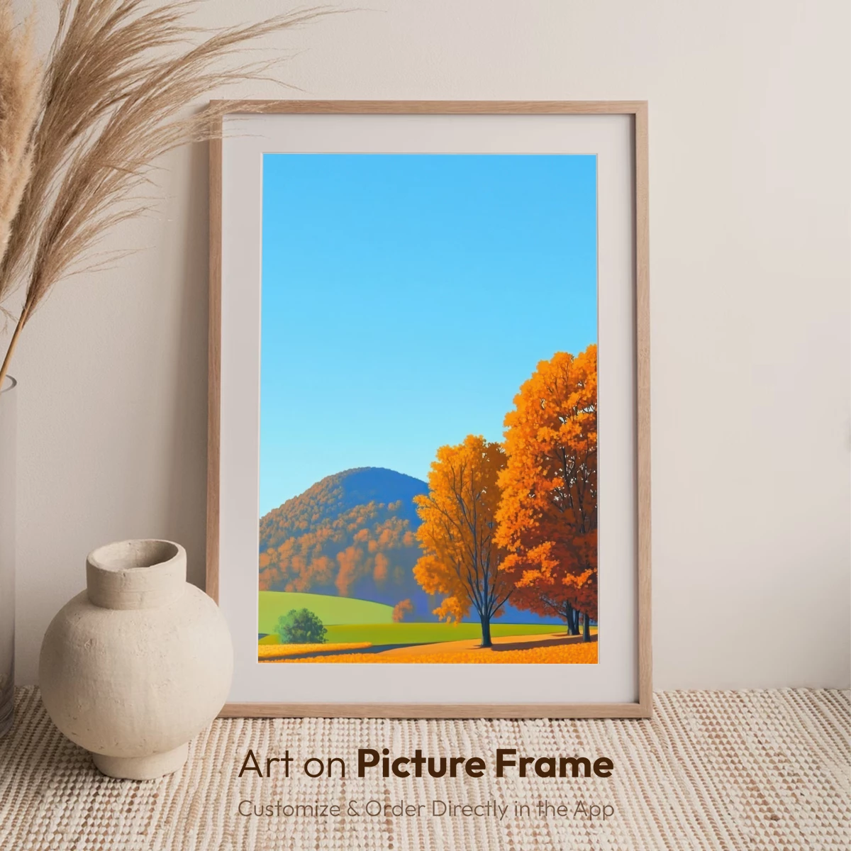 Autumnal Harmony: Golden Trees Under Blue Skies - Image 7