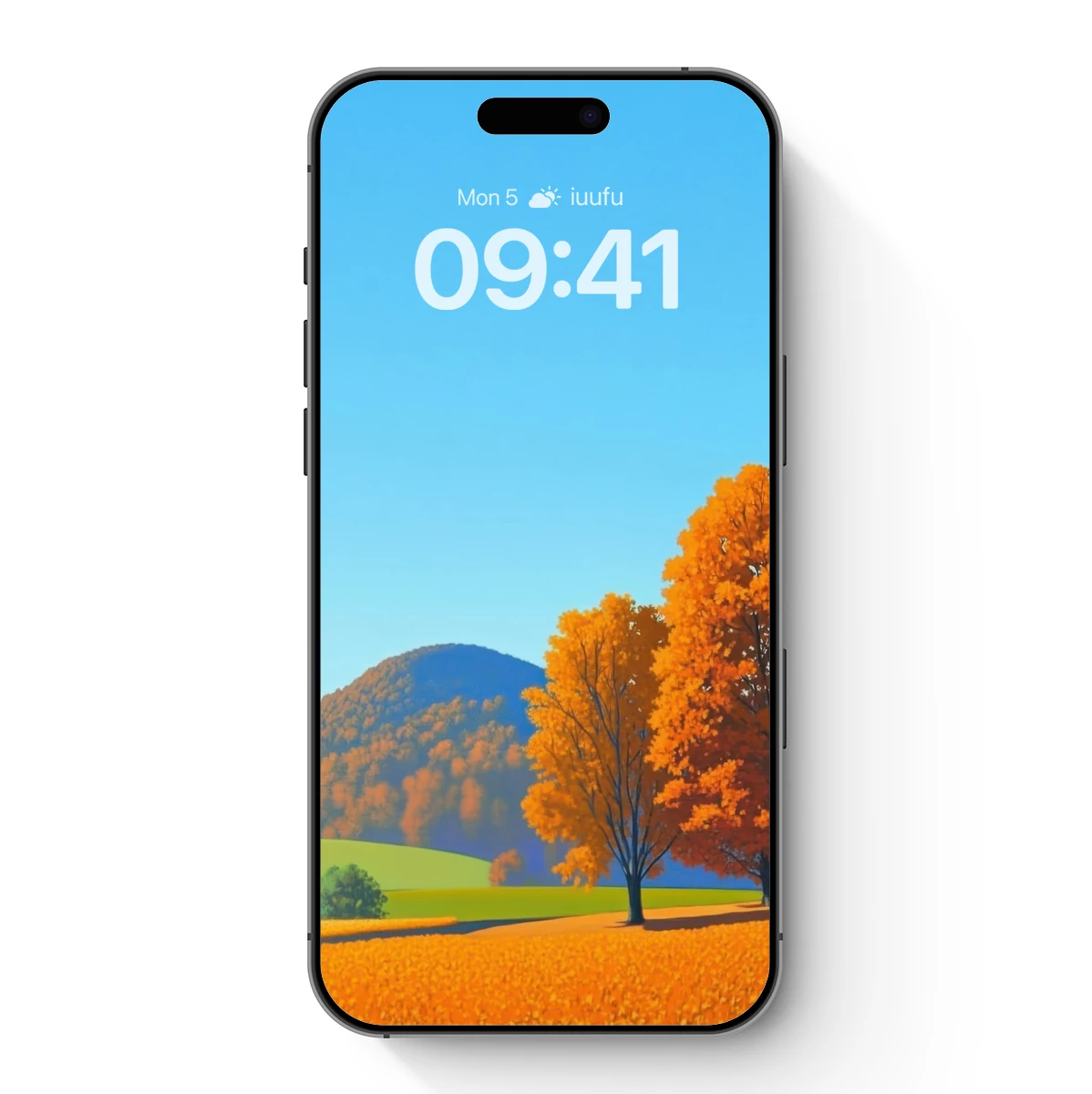 Autumnal Harmony: Golden Trees Under Blue Skies