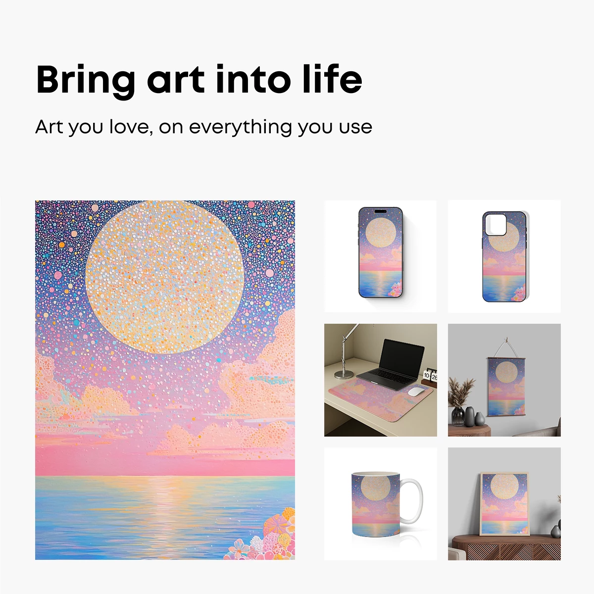 Dreamy Dotted Moonrise Over Serene Waters - Image 2