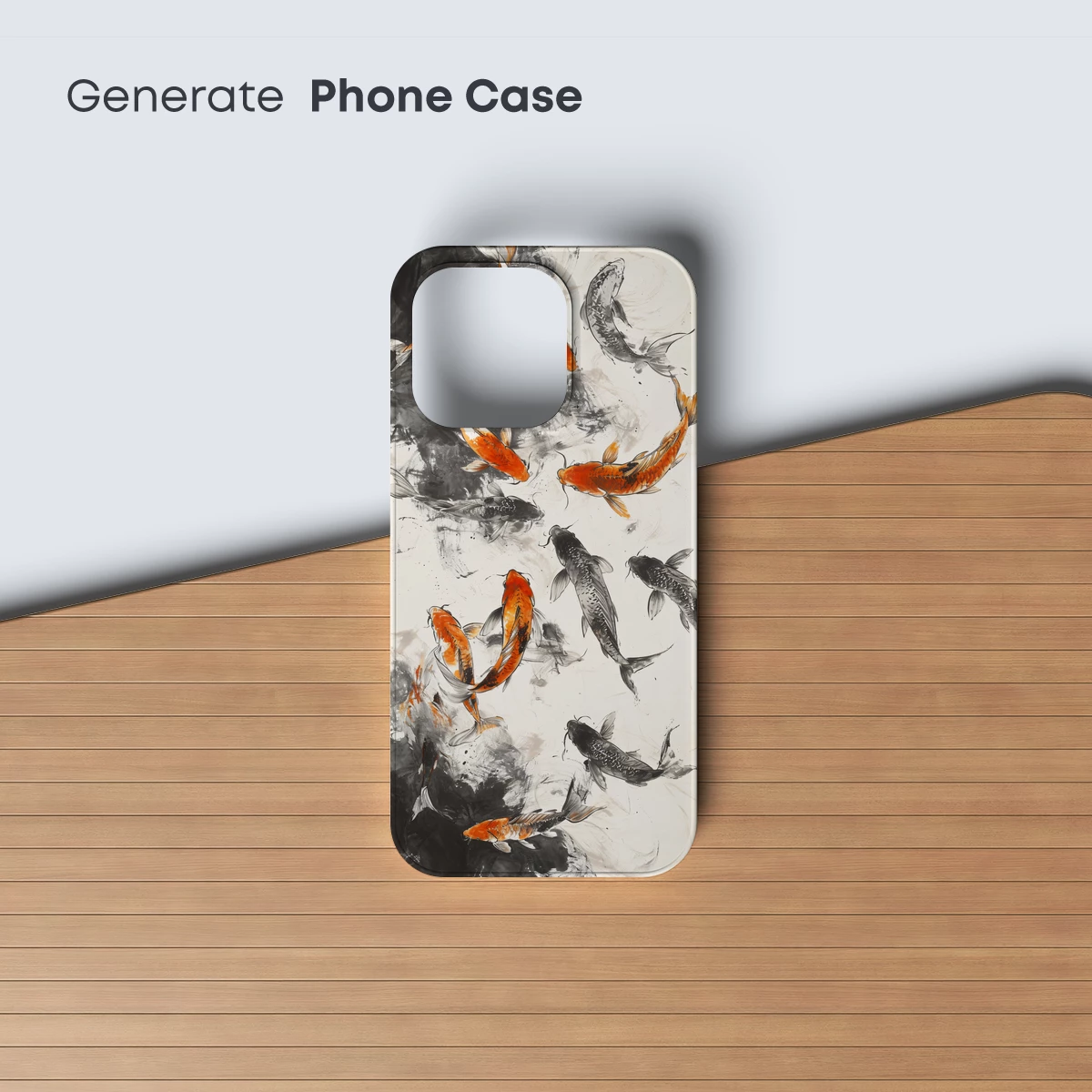 Ink-Swirl Koi: Elegance in Monochrome and Gold - Image 3