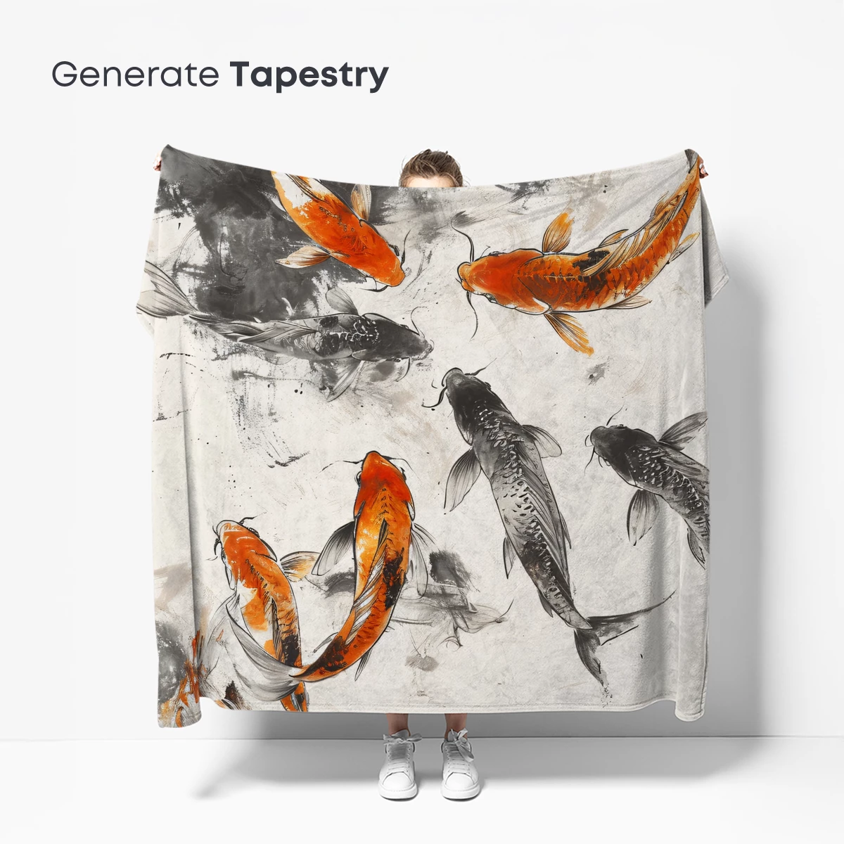 Ink-Swirl Koi: Elegance in Monochrome and Gold - Image 5