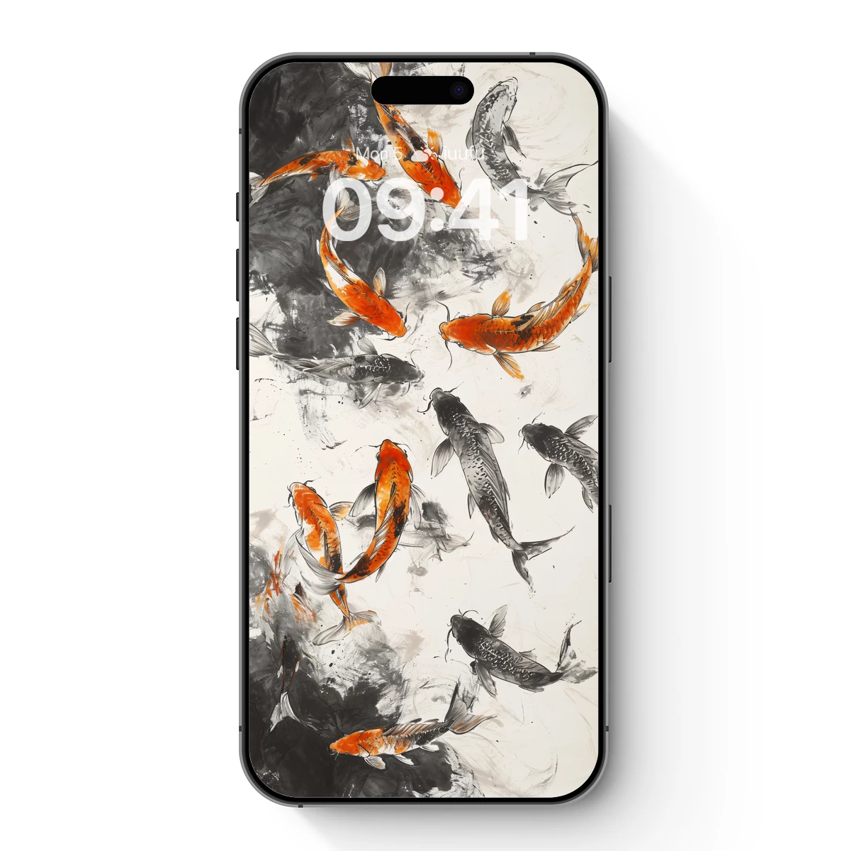 Ink-Swirl Koi: Elegance in Monochrome and Gold