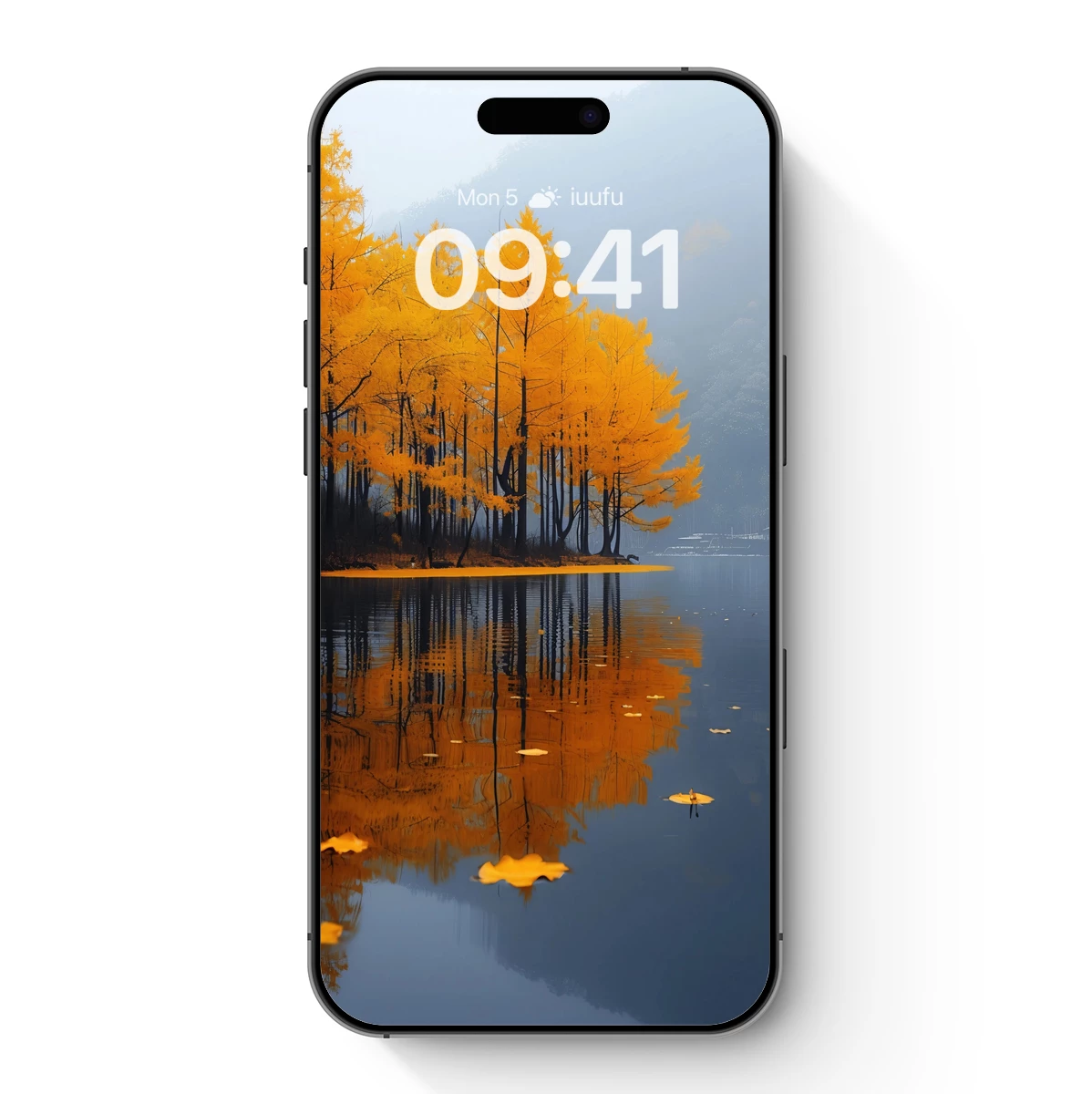 Autumn Reflections: Golden Trees Mirrored in Calm Waters