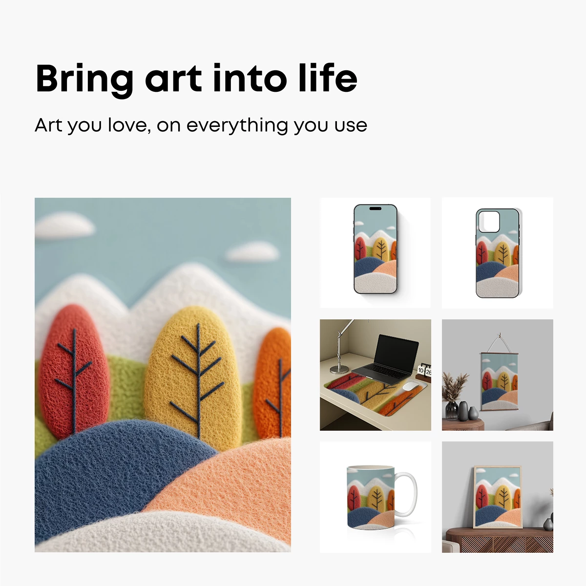 Felt Forest Whimsy: Autumn Trees in Soft Textures - Image 2