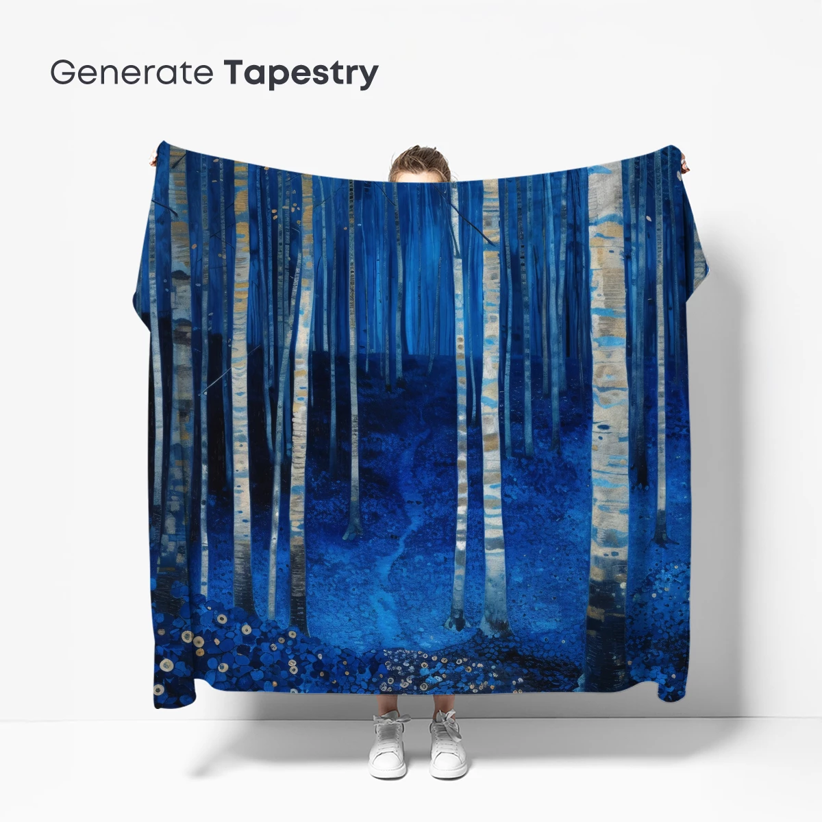 Enchanted Blue Forest: Birch Trees in Midnight Glow - Image 5