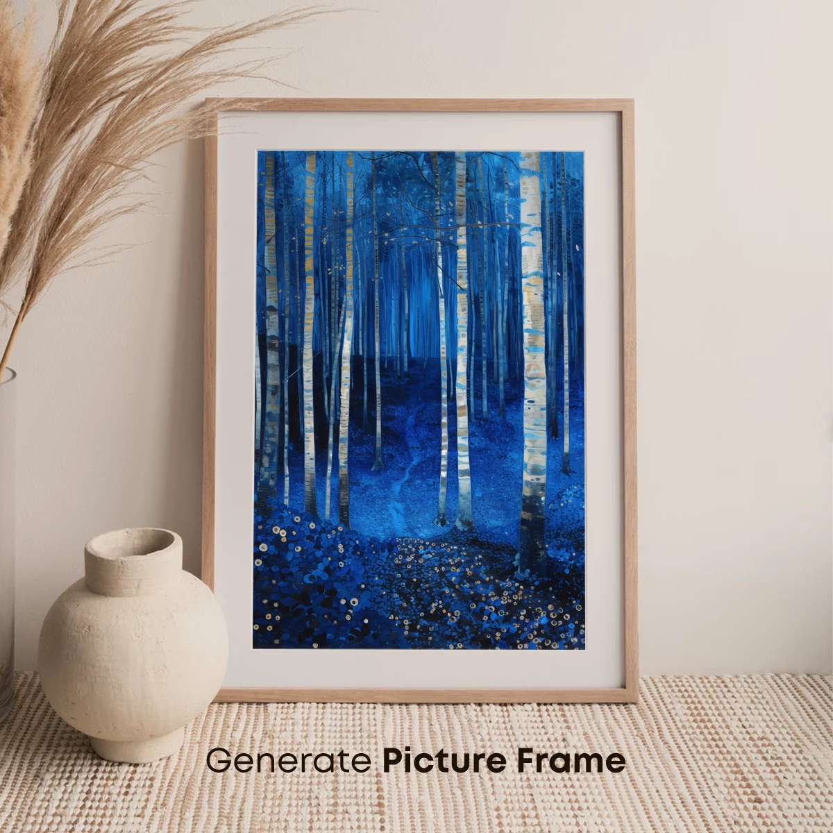 Enchanted Blue Forest: Birch Trees in Midnight Glow - Image 7