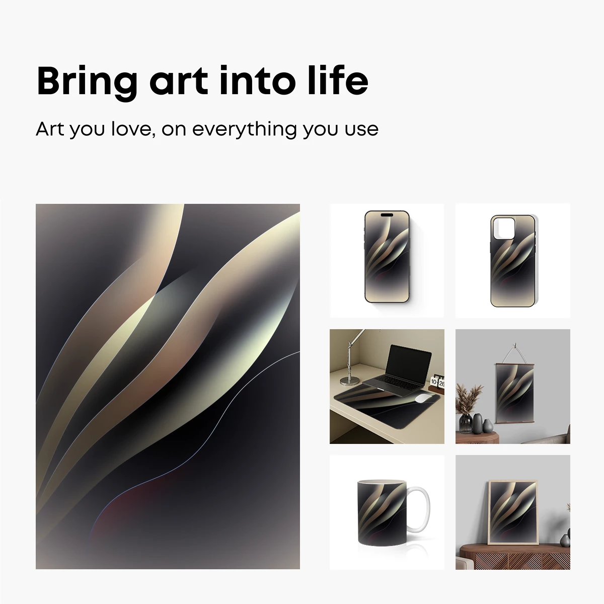 Elegant Curves: Abstract Flow in Monochrome - Image 2