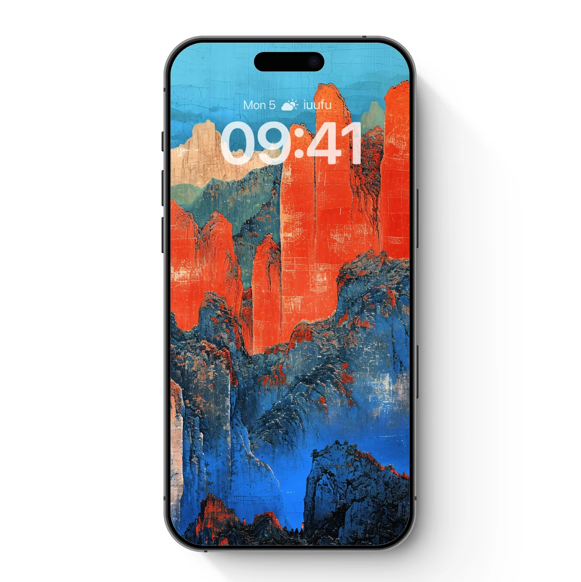 Crimson Peaks and Azure Depths: A Modern Ink Landscape