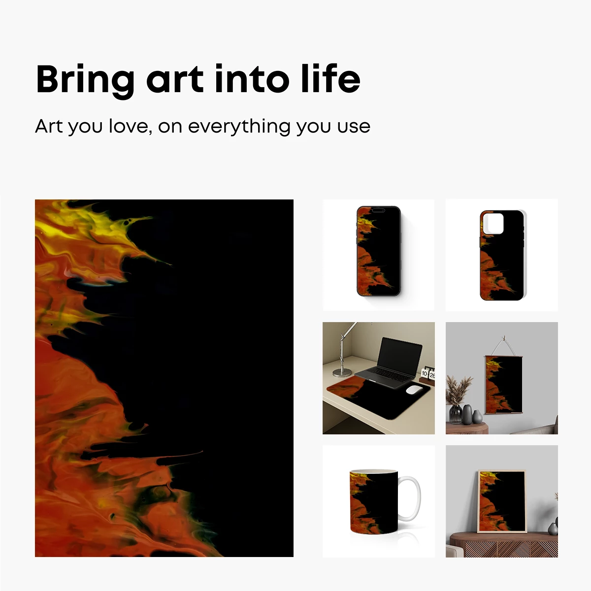 Inferno's Embrace: Abstract Flames in Darkness - Image 2