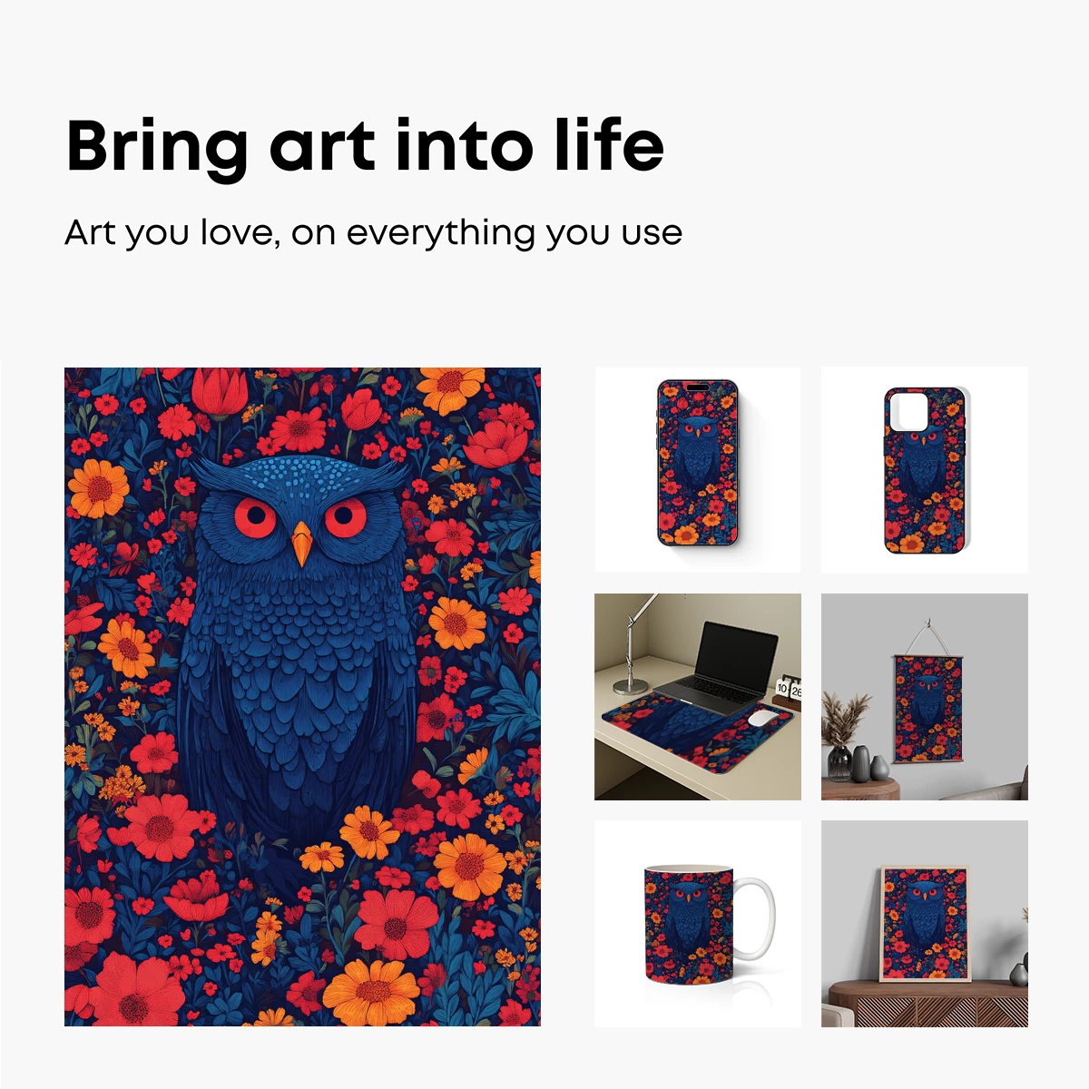 Enchanted Owl in Floral Fantasy - Image 2