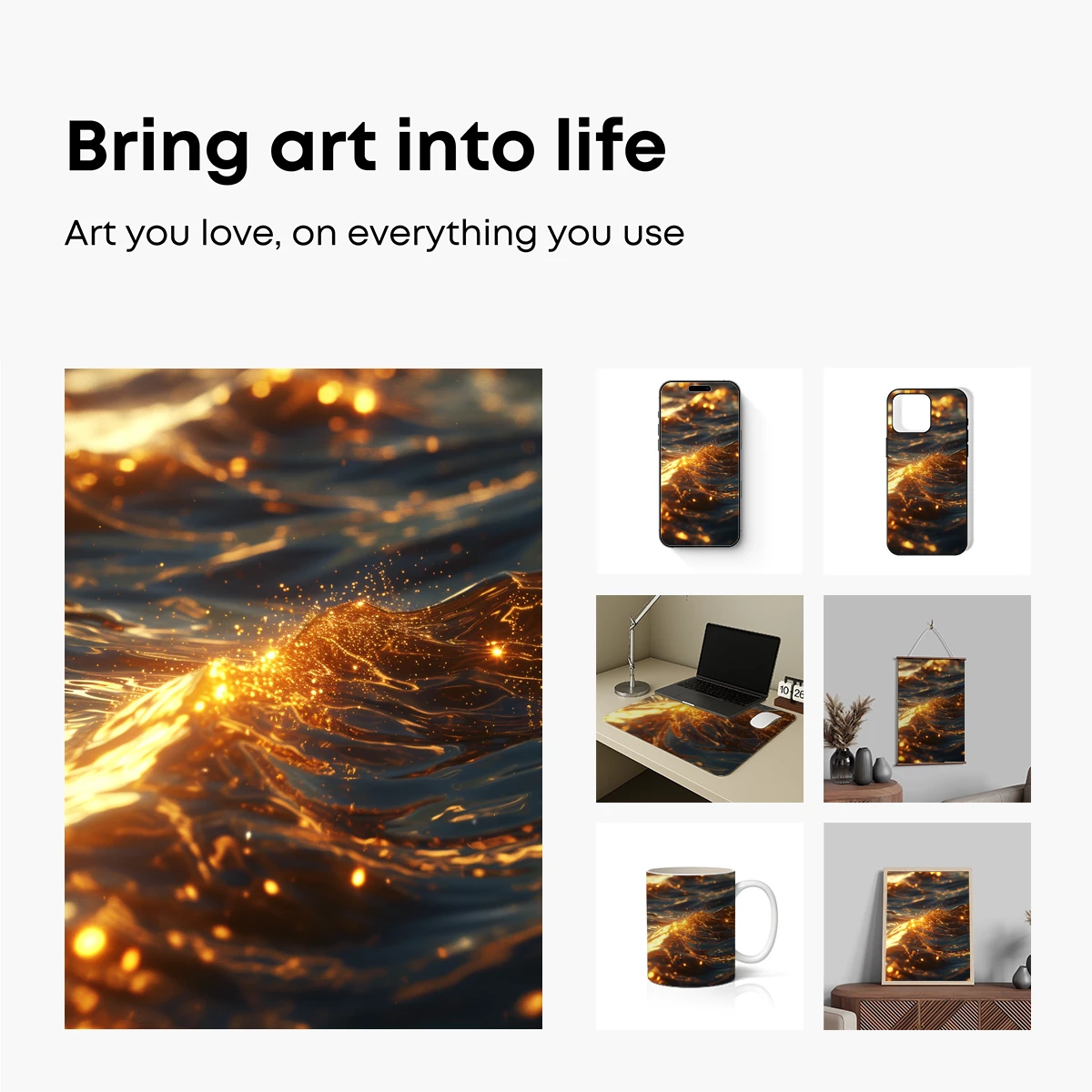 Golden Ripple Symphony: Liquid Light Elegance - Image 2