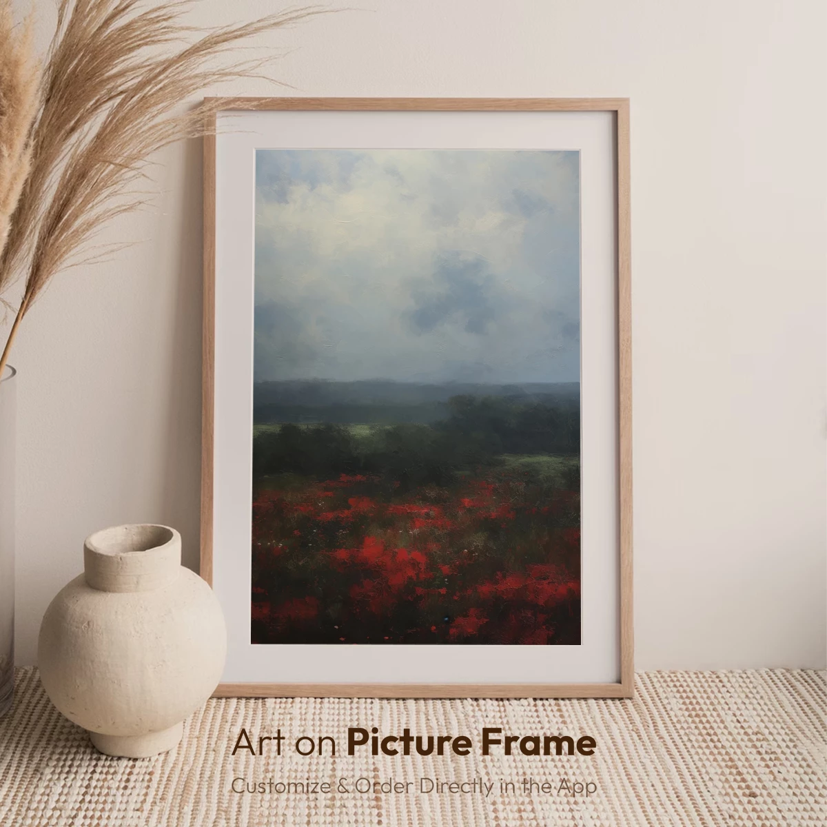 Crimson Fields Under Stormy Skies - Image 6