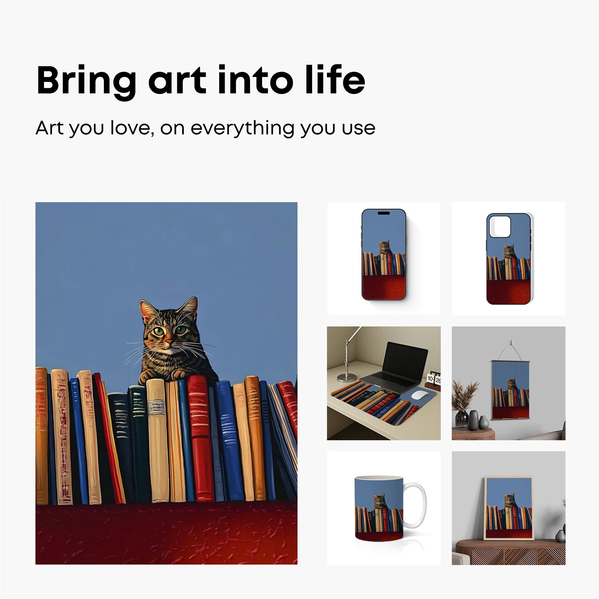 Curious Cat Among Books: A Whimsical Literary Scene - Image 2
