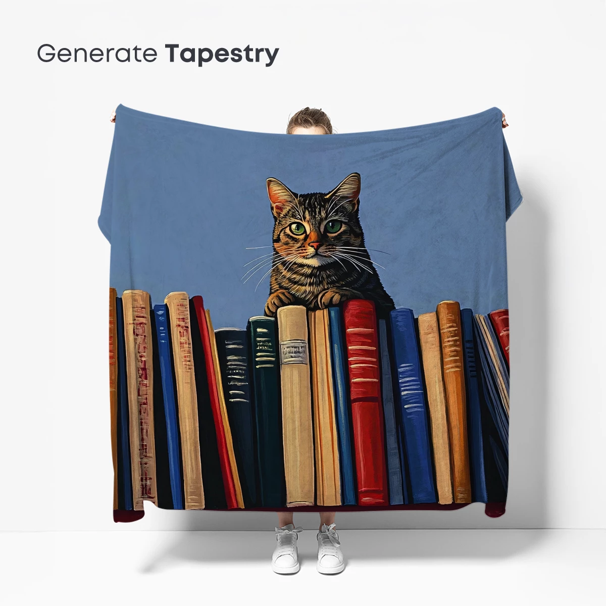 Curious Cat Among Books: A Whimsical Literary Scene - Image 5