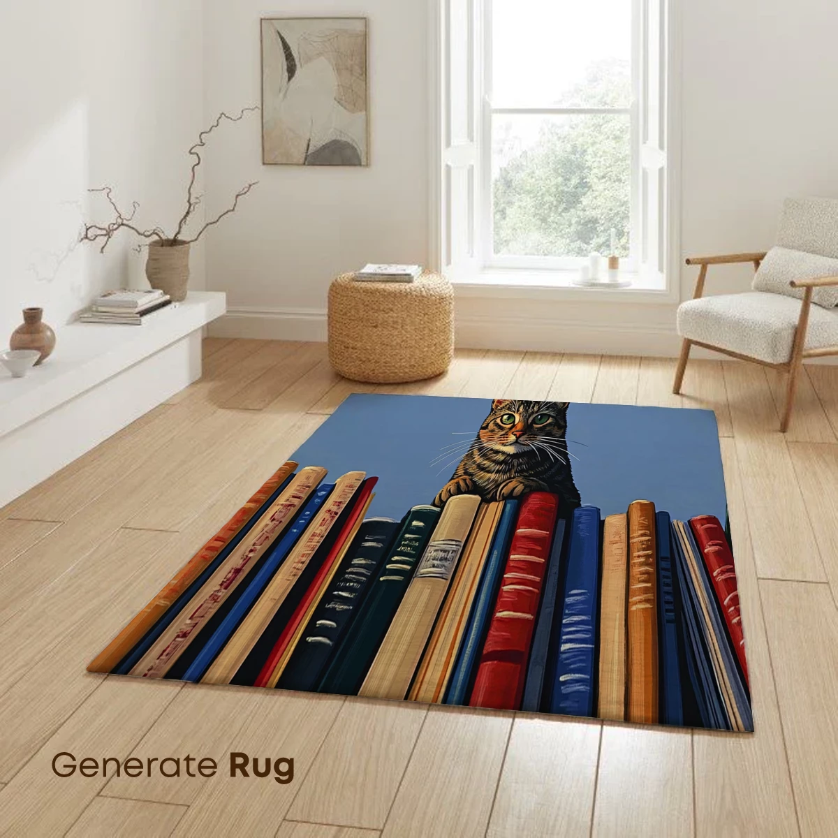 Curious Cat Among Books: A Whimsical Literary Scene - Image 6