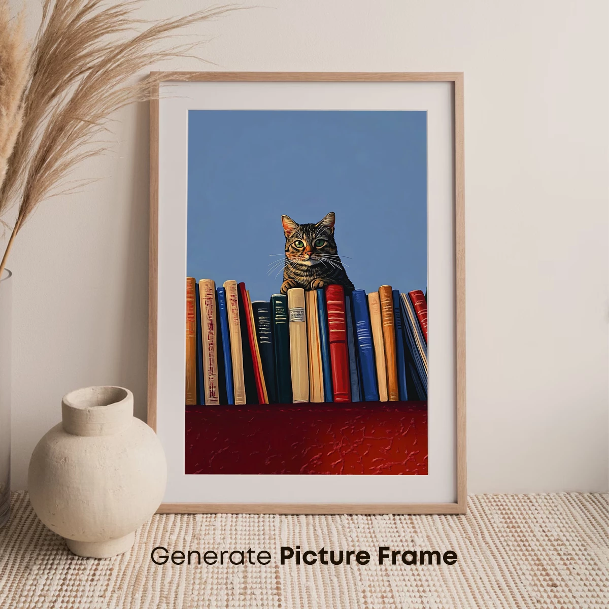 Curious Cat Among Books: A Whimsical Literary Scene - Image 7