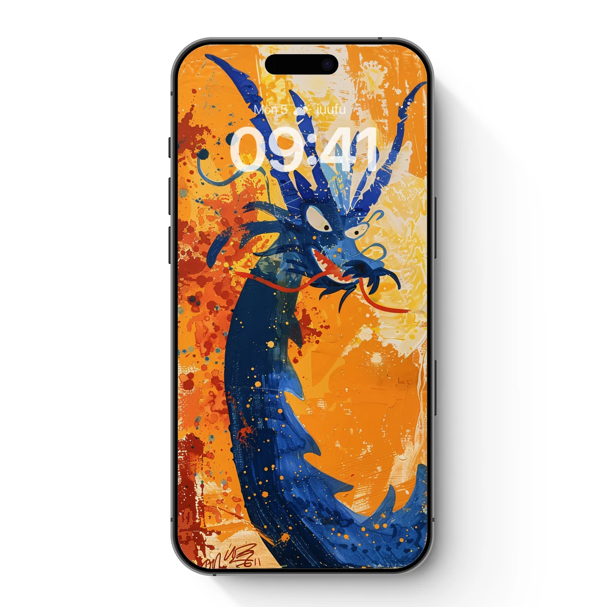 Blue Dragon's Fiery Roar: Abstract Splash Art